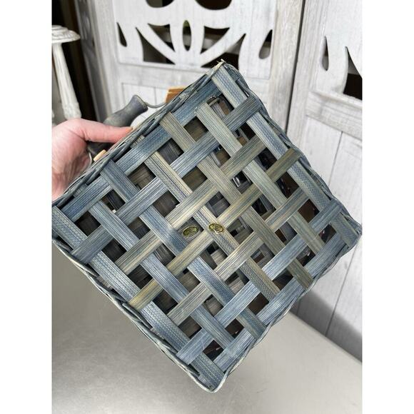 Vintage Heart Motif Wicker Basket With Handle Rustic Set Of 3 Nesting - Picture 7 of 9